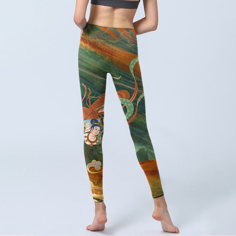 Buddha Stones Dunhuang Flying Apsaras Print Gym Leggings Women's Yoga Pants - image 6