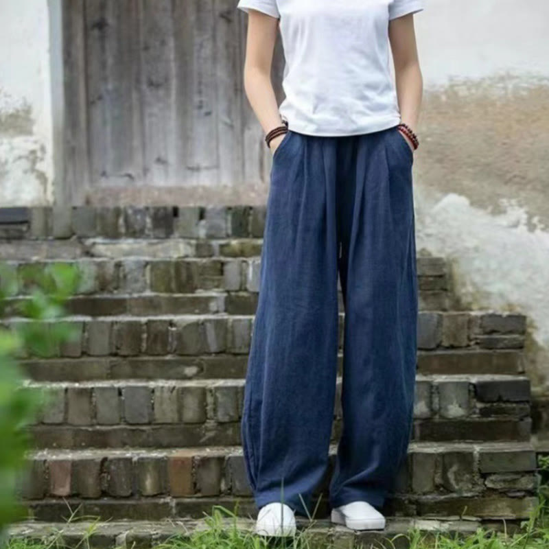 Buddha Stones Casual Cotton Women's Yoga Pants With Pockets - SteelBlue - US14，UK/AU18，EU46 (4XL) - image 7