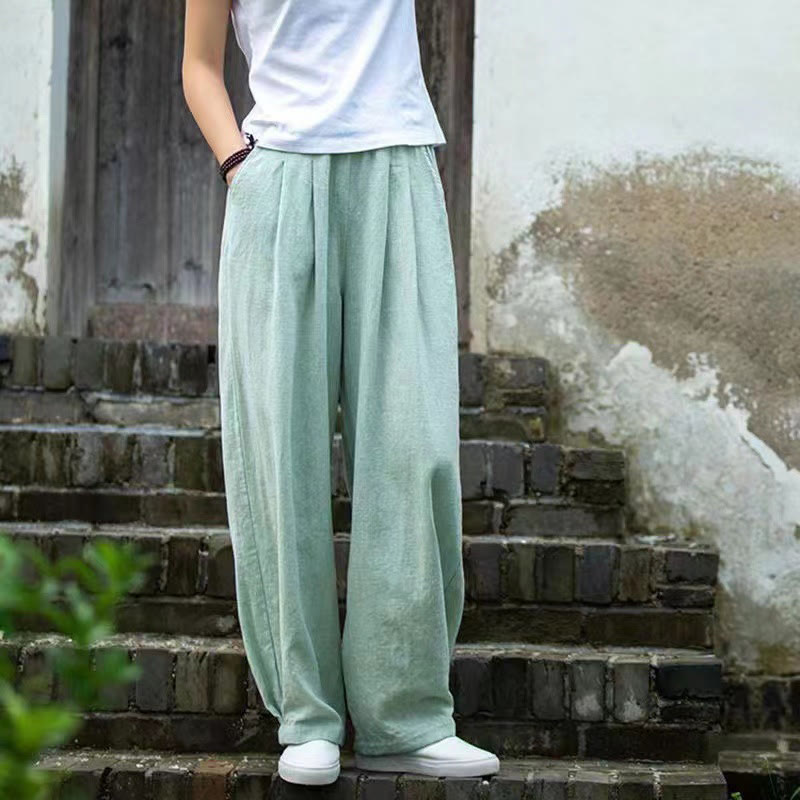 Buddha Stones Casual Cotton Women's Yoga Pants With Pockets - PaleTurquoise - US14，UK/AU18，EU46 (4XL) - image 10