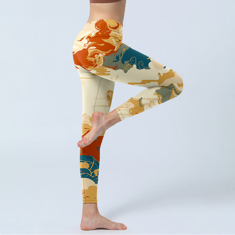 Buddha Stones Colorful Clouds Print Fitness Leggings Women's Yoga Pants - image 3