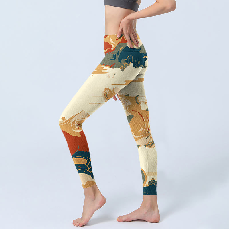 Buddha Stones Colorful Clouds Print Fitness Leggings Women's Yoga Pants - image 2