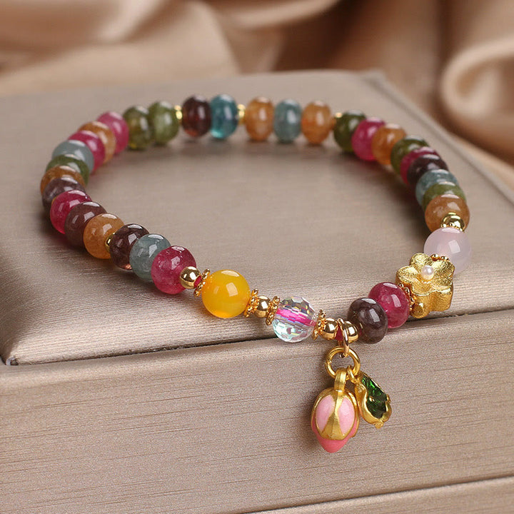 Buddha Stones Tourmaline Lotus Seedpod Wisdom Bracelet