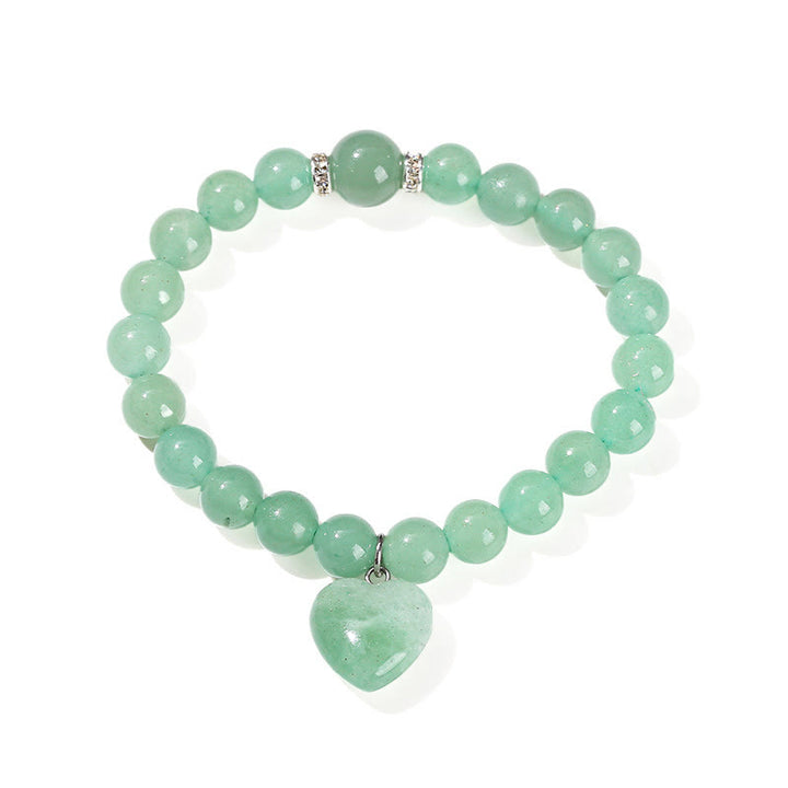 Buddha Stones Various Crystal Green Aventurine Love Heart Balance Bracelet