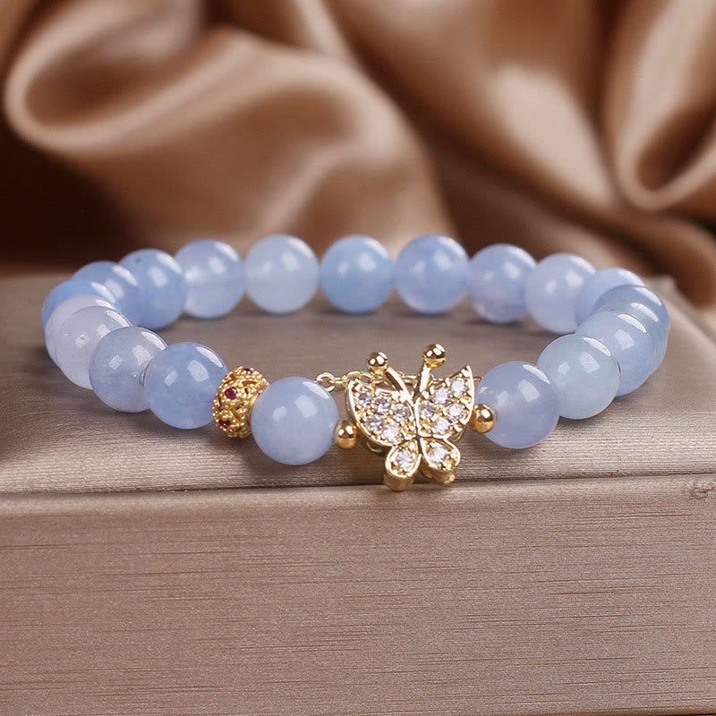 Buddha Stones Aquamarine Butterfly Serenity Bracelet