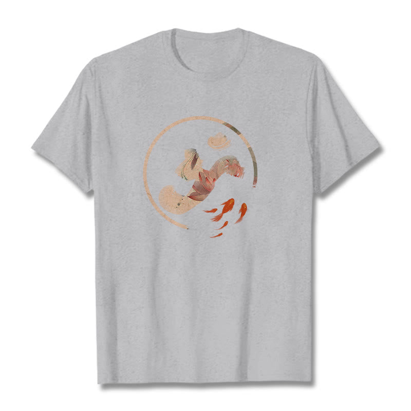 Buddha Stones OM Lotus Koi Fish Cotton Tee T-shirt - LightGrey - 2XL - image 20