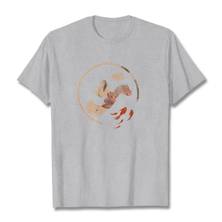 Buddha Stones OM Lotus Koi Fish Cotton Tee T-shirt - LightGrey - 2XL - image 20
