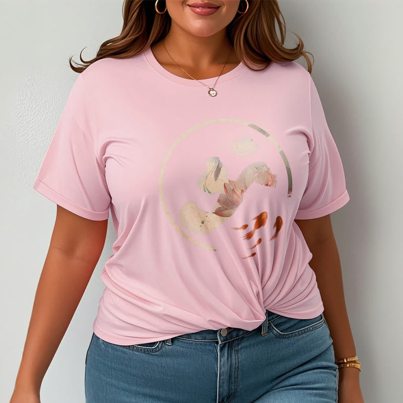 Buddha Stones OM Lotus Koi Fish Cotton Tee T-shirt - image 14