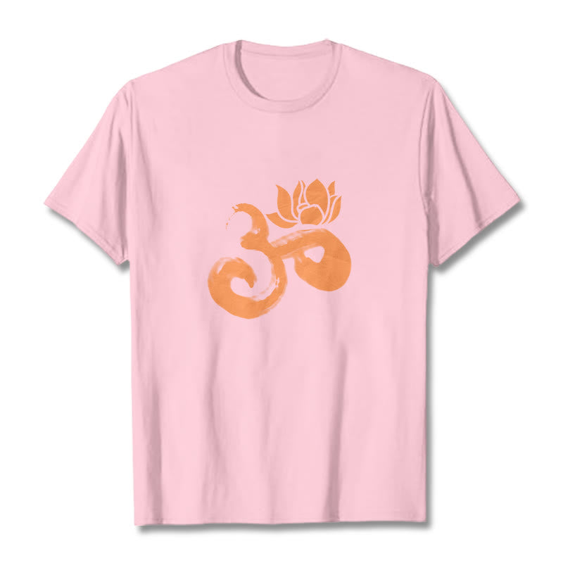Buddha Stones OM Lotus Flower Cotton Tee T-shirt - LightPink - 2XL - image 13