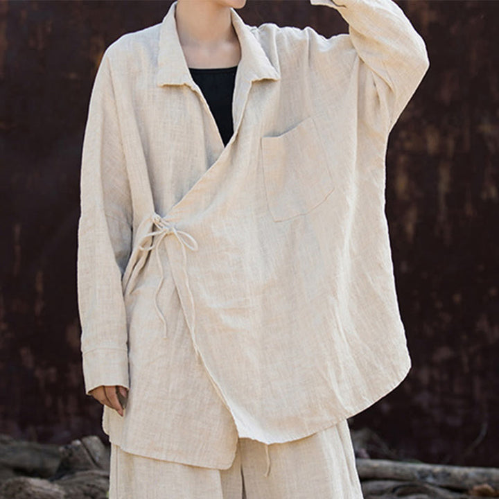 Buddha Stones Meditate Ramie Cotton Clothing - image 13