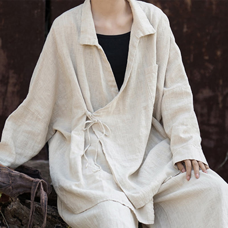 Buddha Stones Meditate Ramie Cotton Clothing - image 5