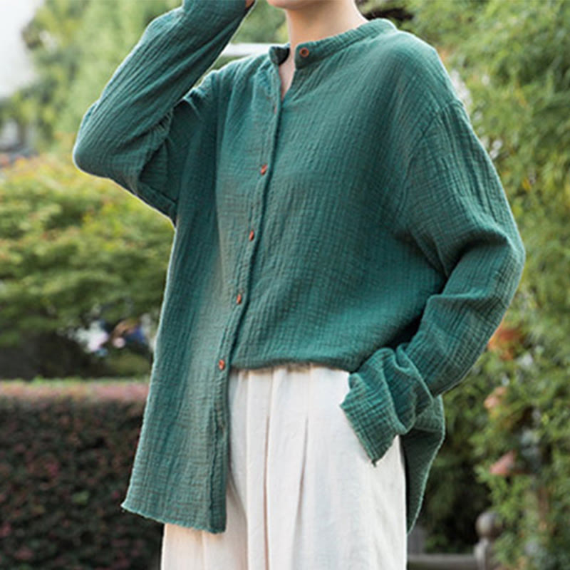 Buddha Stones Literary Artistic Double-Layered Sand Wash Cotton Linen Clothing - image 28