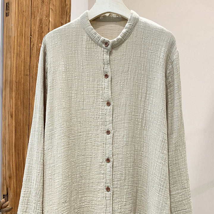 Buddha Stones Literary Artistic Double-Layered Sand Wash Cotton Linen Clothing - Linen - US2，UK/AU6，EU34 (M) - image 0