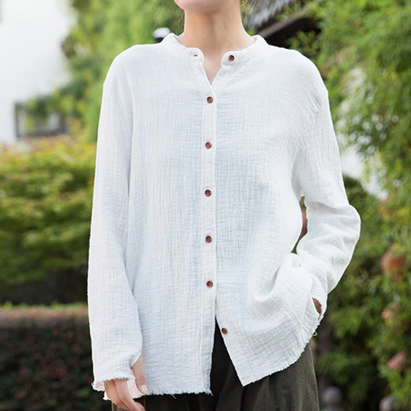 Buddha Stones Literary Artistic Double-Layered Sand Wash Cotton Linen Clothing - image 17