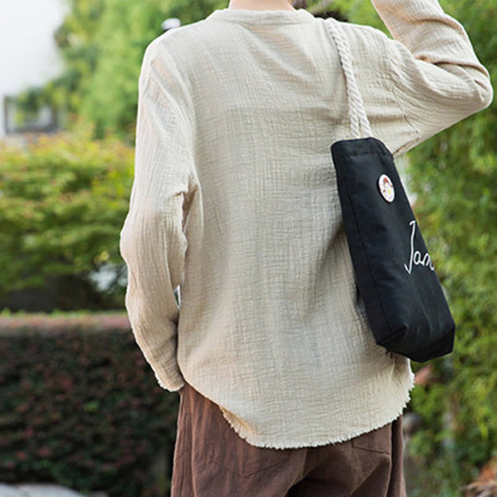 Buddha Stones Literary Artistic Double-Layered Sand Wash Cotton Linen Clothing - image 10