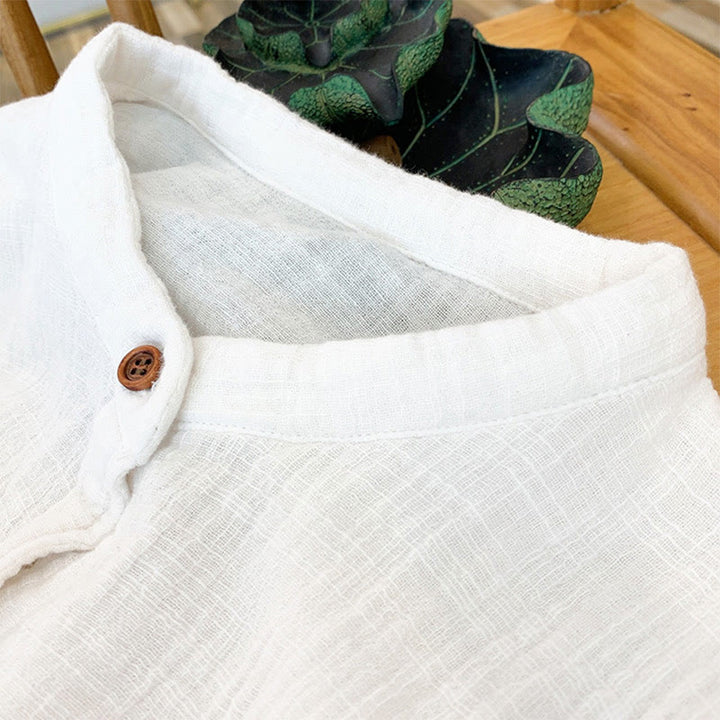 Buddha Stones Literary Artistic Double-Layered Sand Wash Cotton Linen Clothing - image 12