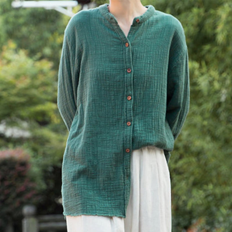 Buddha Stones Literary Artistic Double-Layered Sand Wash Cotton Linen Clothing - image 32