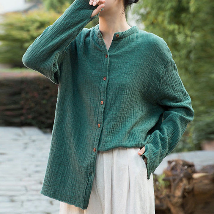 Buddha Stones Literary Artistic Double-Layered Sand Wash Cotton Linen Clothing - image 27