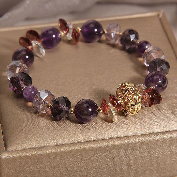 Buddha Stones Amethyst Red Crystal White Crystal Pumpkin Inner Peace And Healing Bracelet