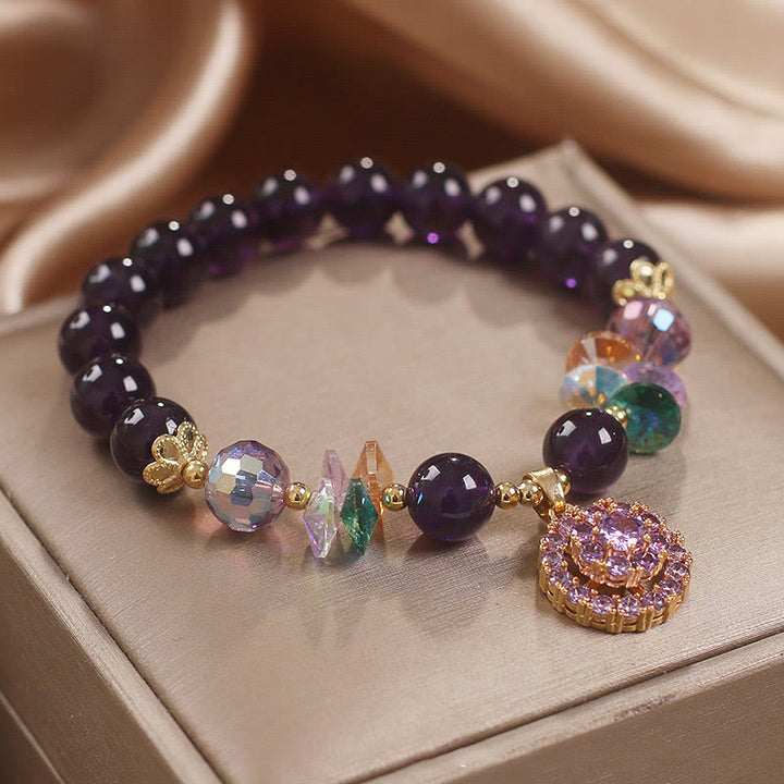 Buddha Stones Amethyst Green Crystal Citrine White Crystal Spiritual Awareness Bracelet