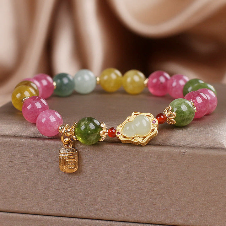 Buddha Stones Tourmaline Fu Character Love Bracelet