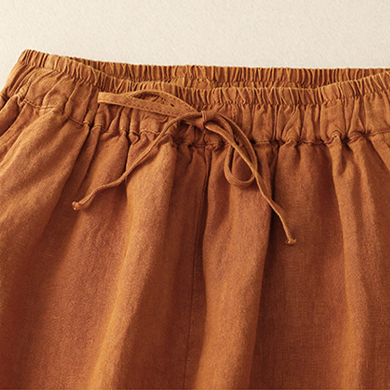 Buddha Stones Summer Women's Linen Drawstring Elastic Waist Harem Pants With Pockets - image 25