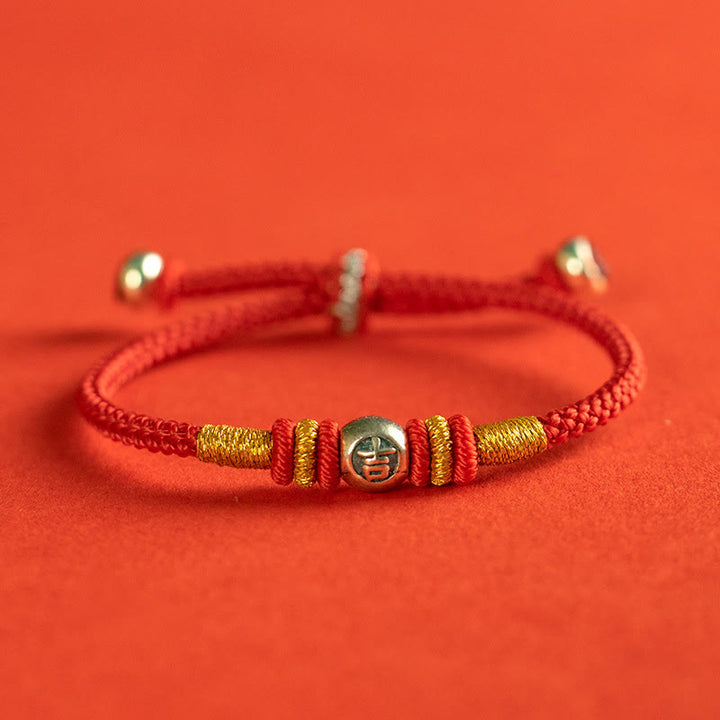 Buddha Stones Red String Chinese Characters Protection Bracelet