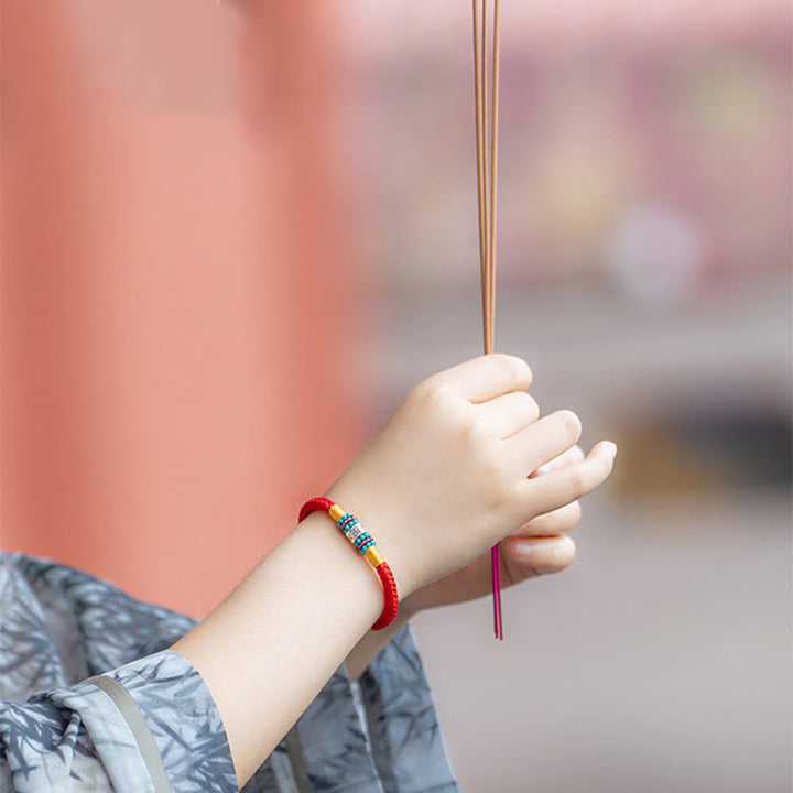 Buddha Stones Red String Black String Six True Words 925 Sterling Silver Connection Bracelet - image 10