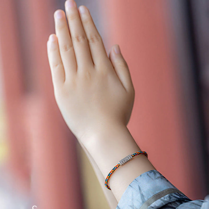 Buddha Stones Red String Black String Six True Words 925 Sterling Silver Luck Bracelet - image 3