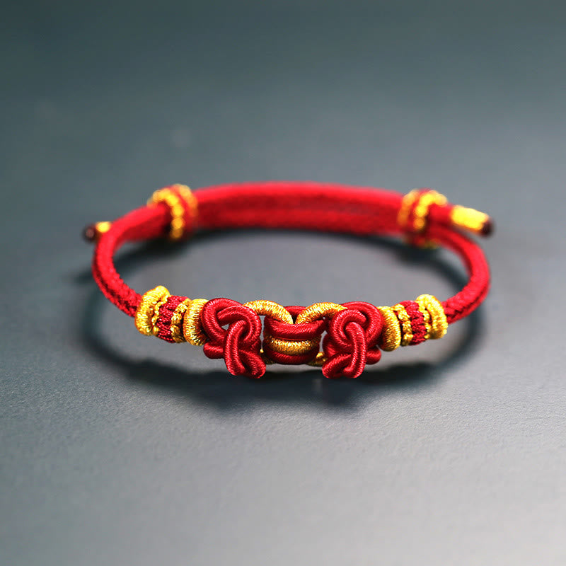 Buddha Stones Red String Saddle Knot Strength Bracelet