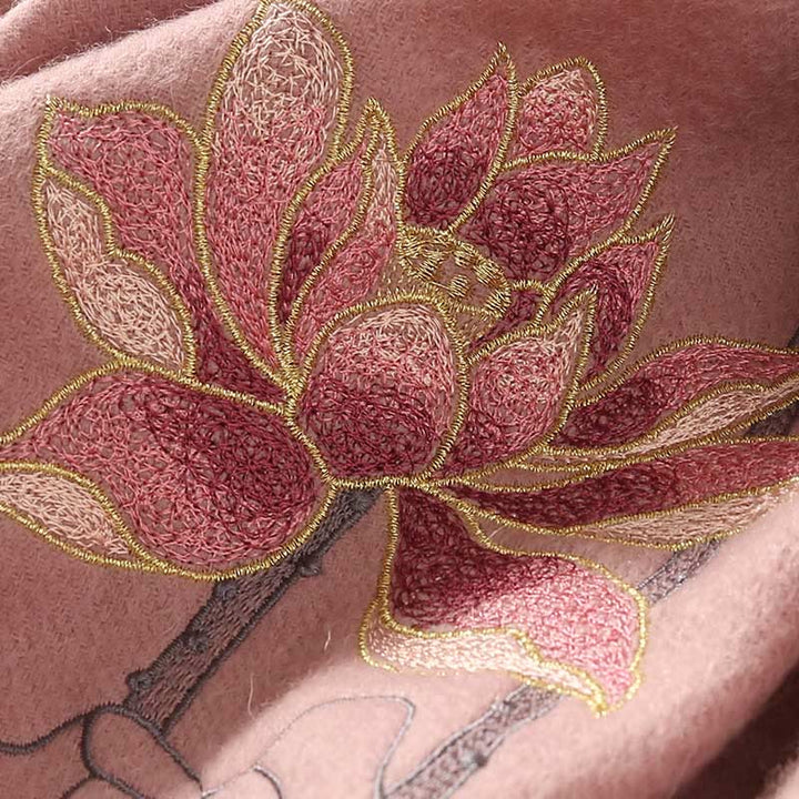 Buddha Stones Wool Shawl Lotus Embroidery Tassel Winter Cozy Travel Scarf Wrap - image 8