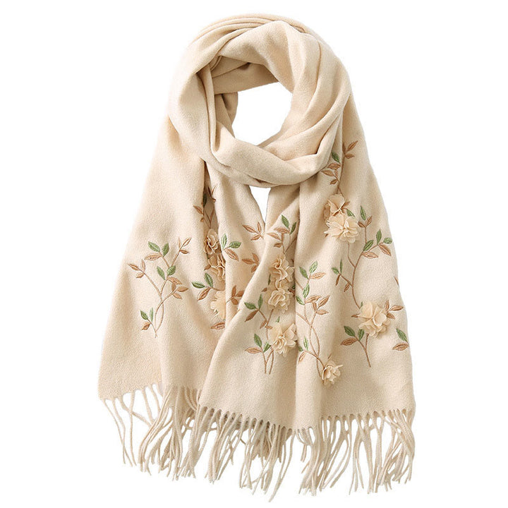 Buddha Stones Wool Shawl 3D Floral Embroidery Tassel Winter Cozy Travel Scarf Wrap - image 26