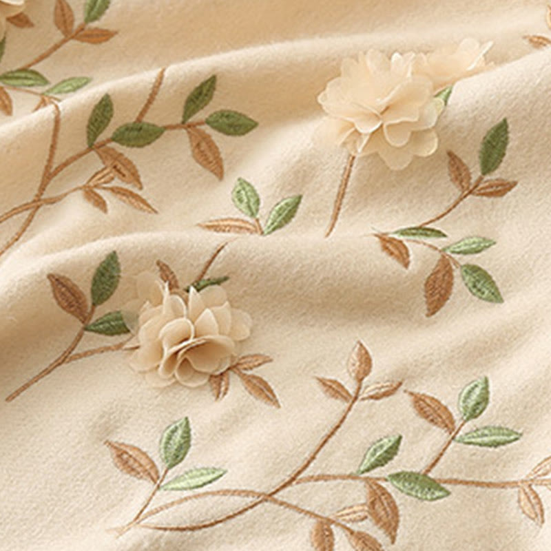 Buddha Stones Wool Shawl 3D Floral Embroidery Tassel Winter Cozy Travel Scarf Wrap - image 23