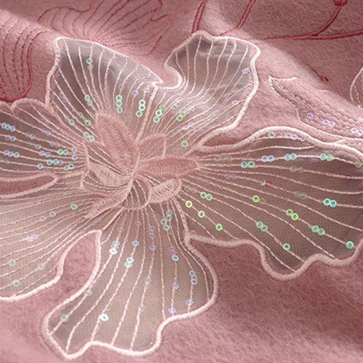 Buddha Stones Wool Shawl Big Flower Sequins Embroidery Tassel Winter Cozy Travel Scarf Wrap - image 10