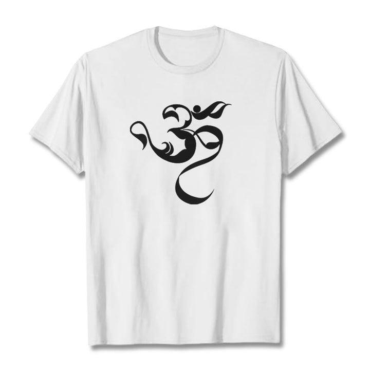 Buddha Stones Om Figure Design Cotton Tee T-shirt