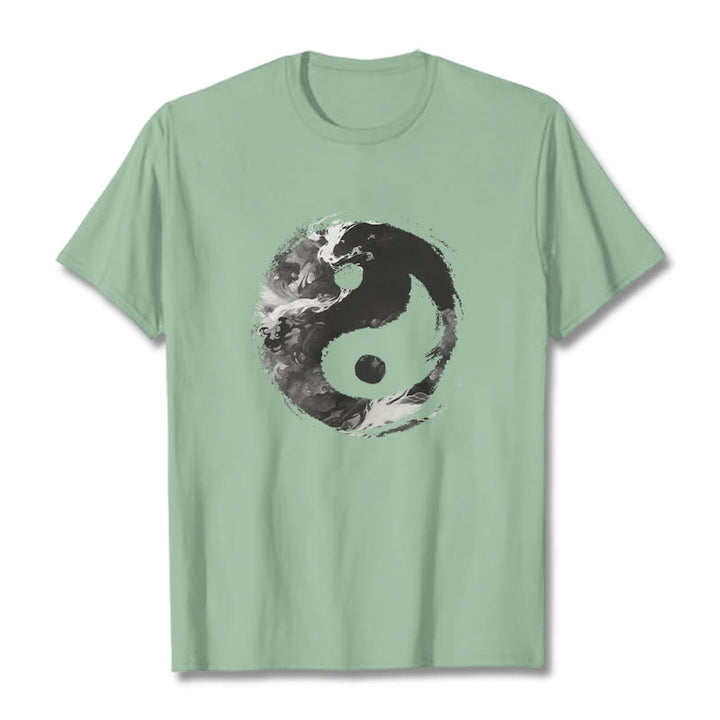 Buddha Stones Yin Yang Cotton Tee T-shirt - PaleGreen - 2XL - image 15