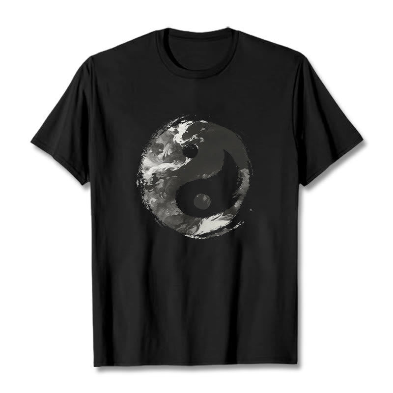 Buddha Stones Yin Yang Cotton Tee T-shirt - Black - 2XL - image 5
