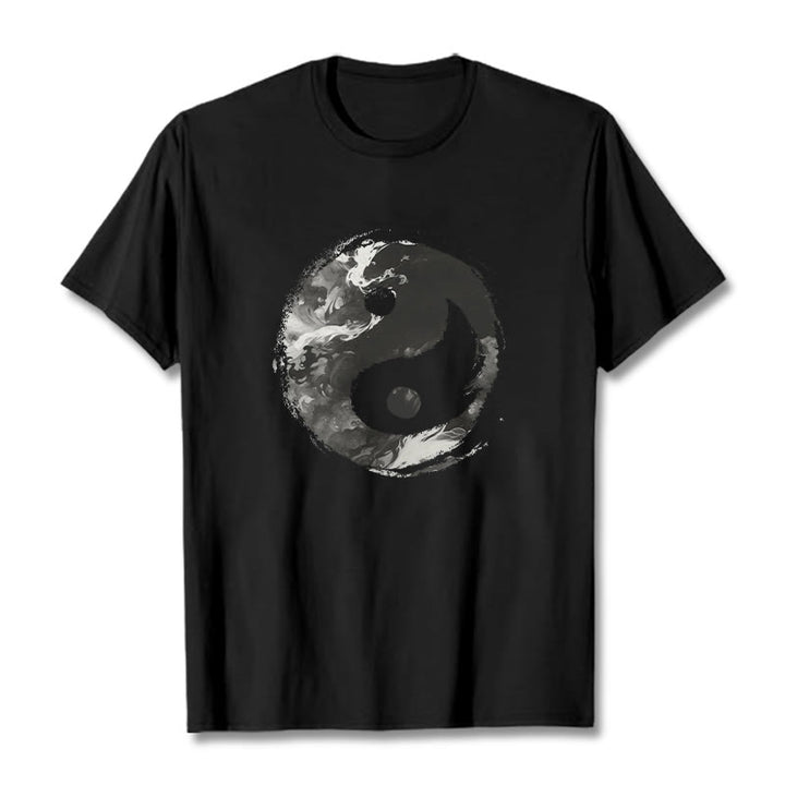 Buddha Stones Yin Yang Cotton Tee T-shirt - Black - 2XL - image 5