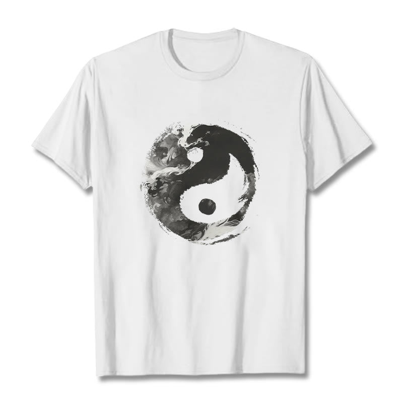 Buddha Stones Yin Yang Cotton Tee T-shirt - White - 2XL - image 1