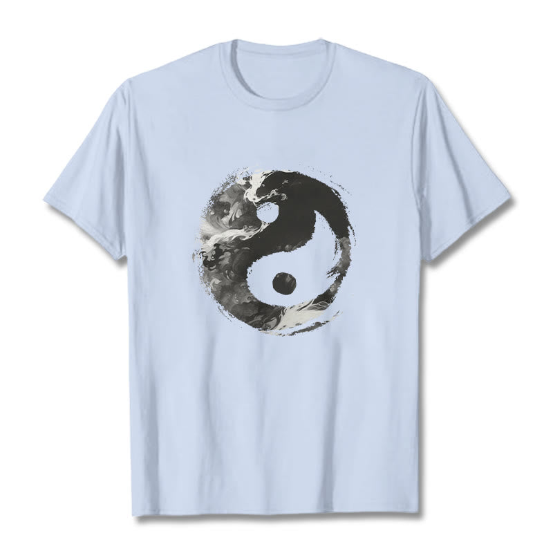 Buddha Stones Yin Yang Cotton Tee T-shirt - LightCyan - 2XL - image 12