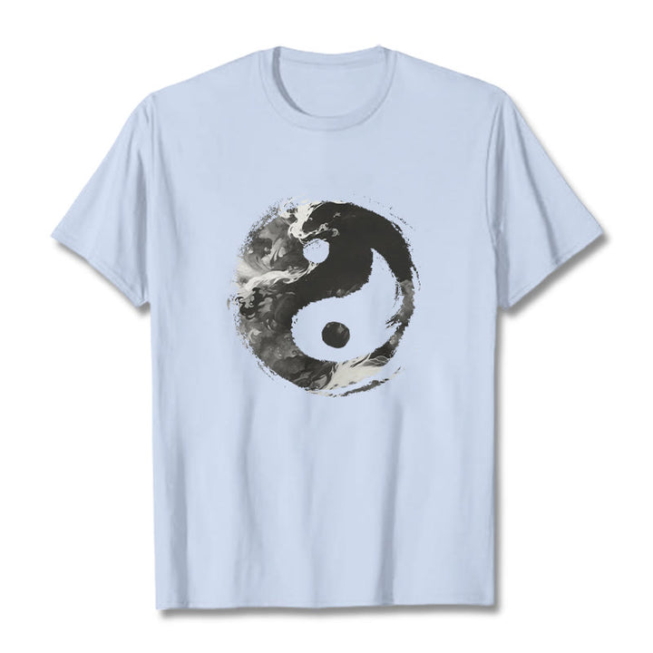Buddha Stones Yin Yang Cotton Tee T-shirt - LightCyan - 2XL - image 12