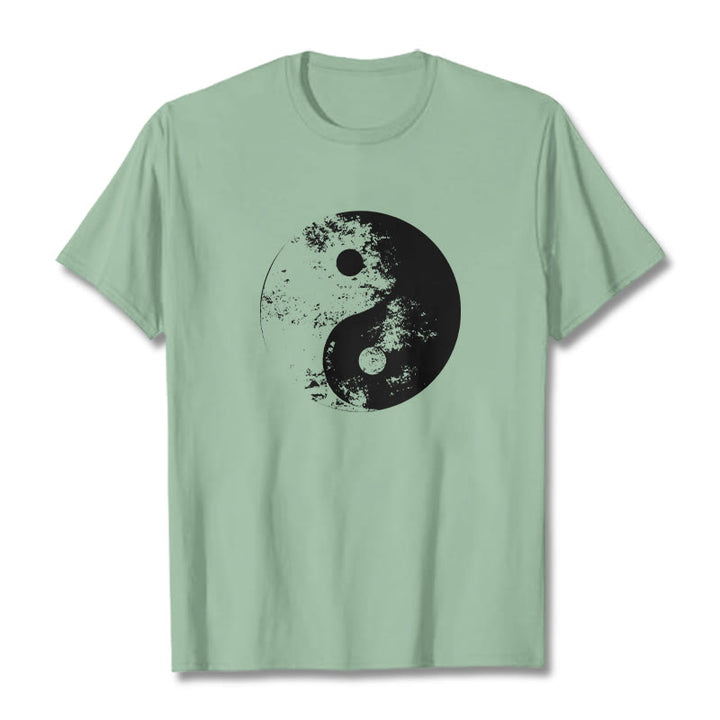 Buddha Stones Yin Yang Tai Chi Pattern Cotton Tee T-shirt - PaleGreen - 2XL - image 15