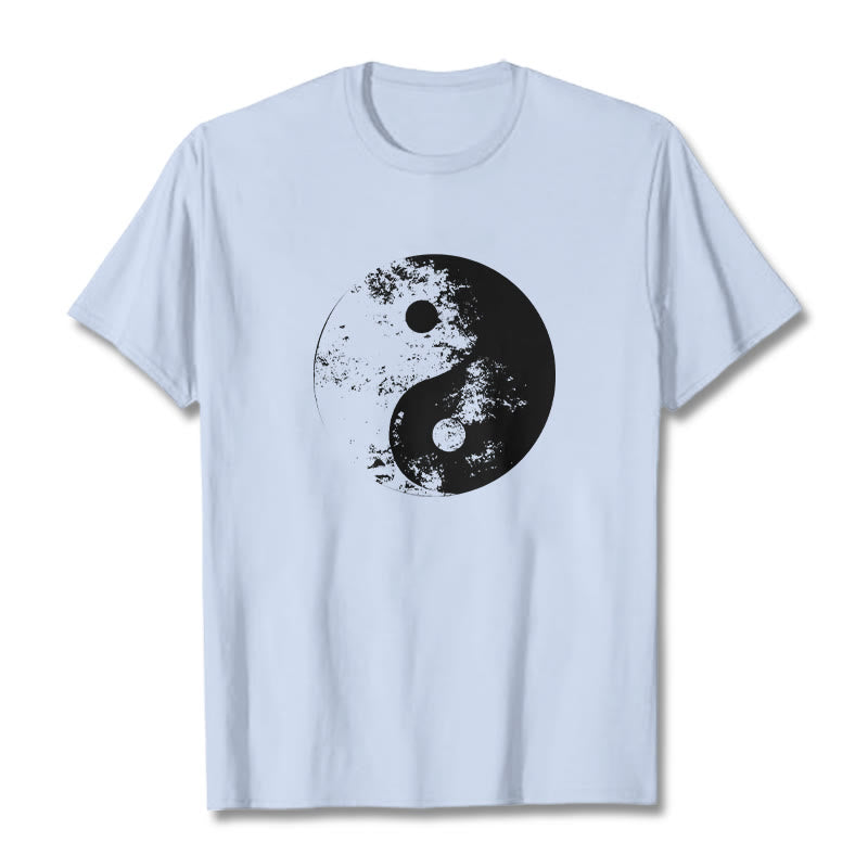 Buddha Stones Yin Yang Tai Chi Pattern Cotton Tee T-shirt - LightCyan - 2XL - image 12