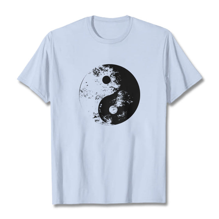Buddha Stones Yin Yang Tai Chi Pattern Cotton Tee T-shirt - LightCyan - 2XL - image 12