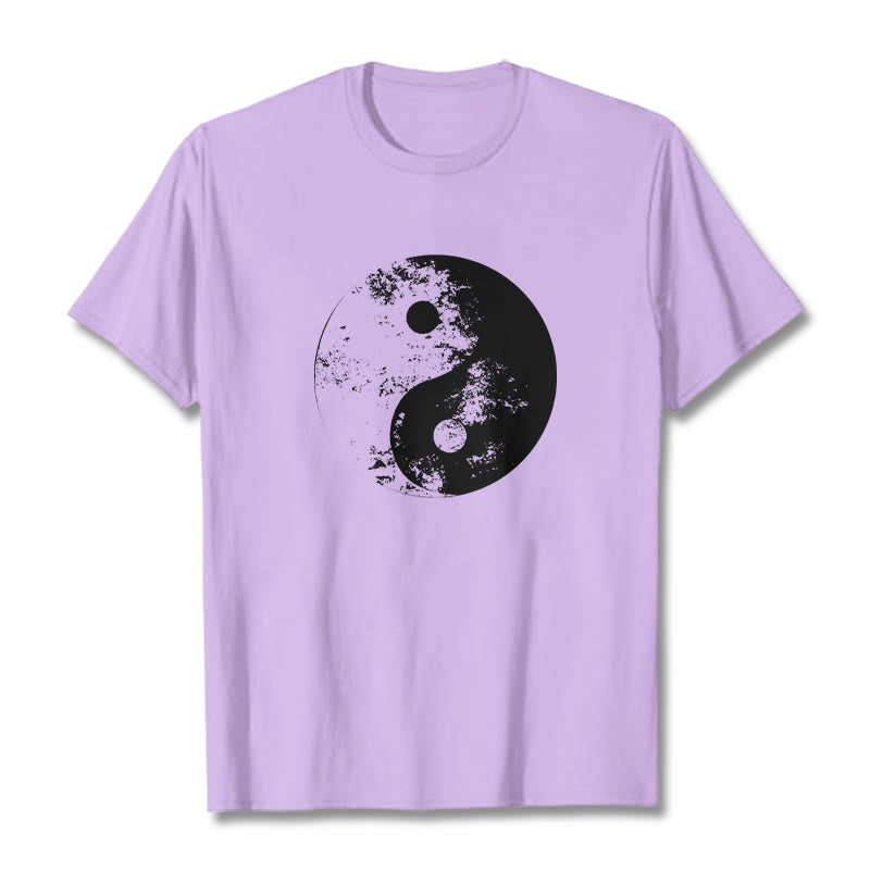 Buddha Stones Yin Yang Tai Chi Pattern Cotton Tee T-shirt - Plum - 2XL - image 17