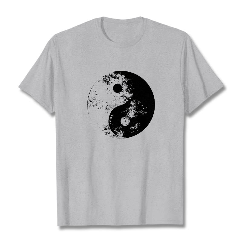 Buddha Stones Yin Yang Tai Chi Pattern Cotton Tee T-shirt - LightGrey - 2XL - image 11