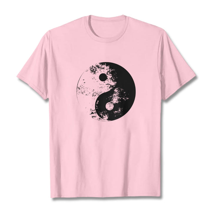 Buddha Stones Yin Yang Tai Chi Pattern Cotton Tee T-shirt - LightPink - 2XL - image 19