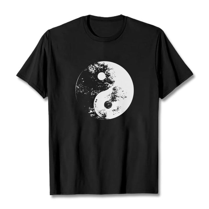 Buddha Stones Yin Yang Tai Chi Pattern Cotton Tee T-shirt - Black - 2XL - image 5