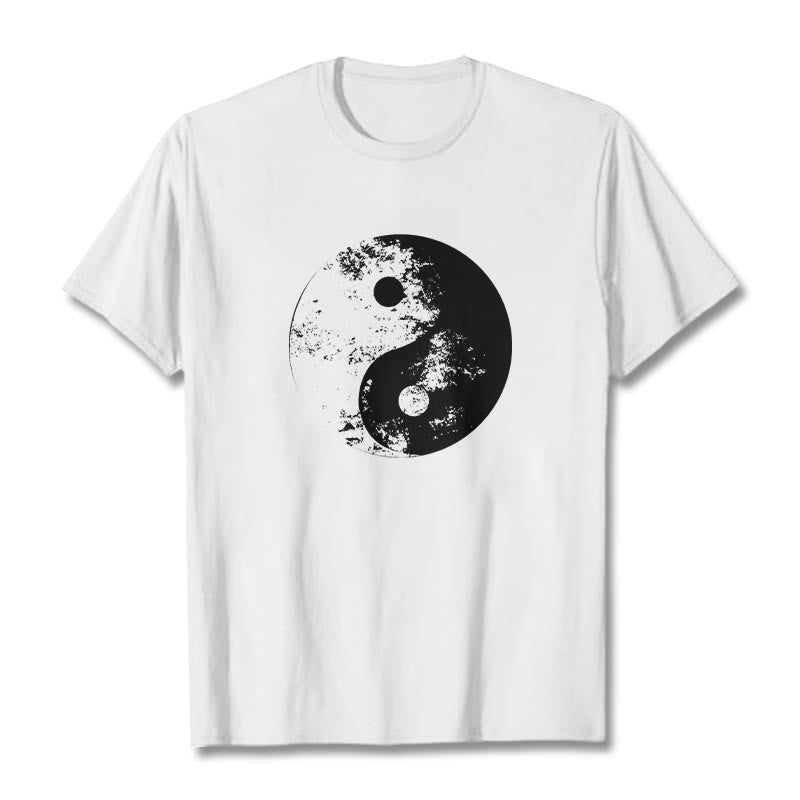 Buddha Stones Yin Yang Tai Chi Pattern Cotton Tee T-shirt - White - 2XL - image 1