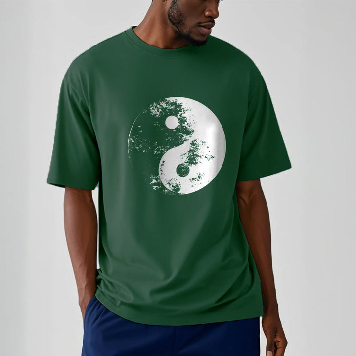 Buddha Stones Yin Yang Tai Chi Pattern Cotton Tee T-shirt