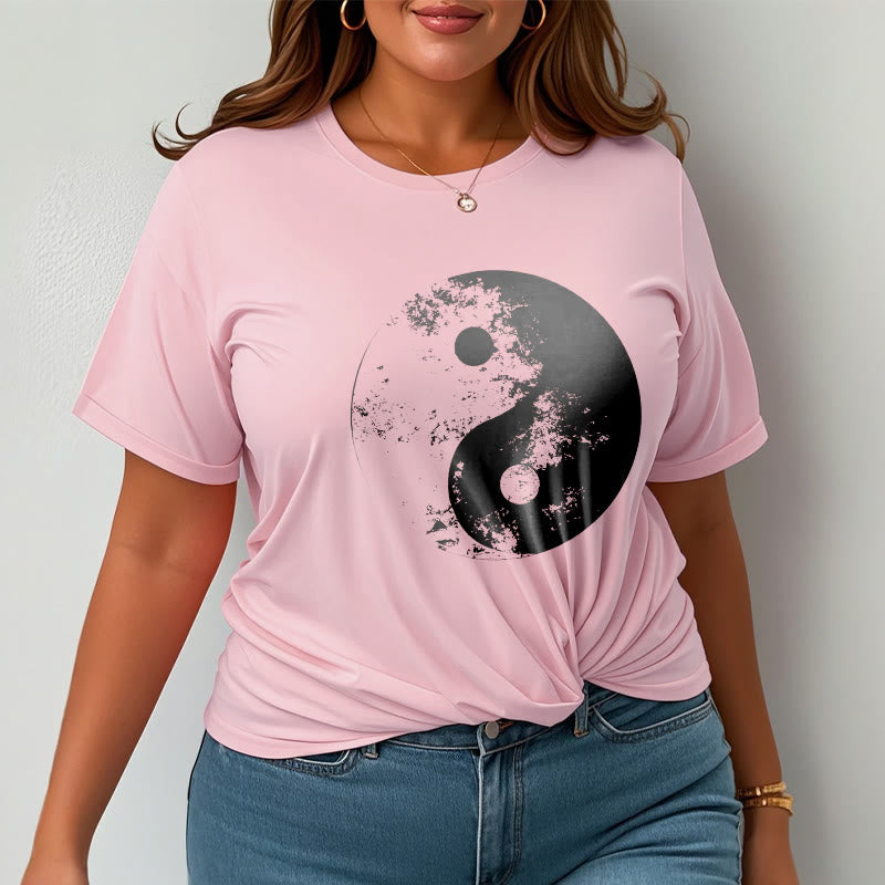 Buddha Stones Yin Yang Tai Chi Pattern Cotton Tee T-shirt